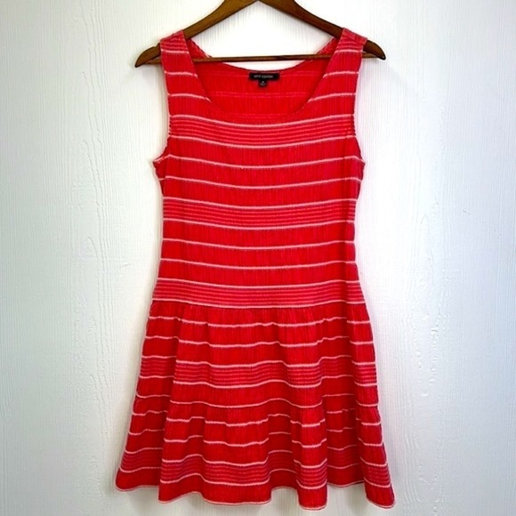 Max Edition - Coral White Stripe Drop Waist Sleeveless Midi Dress Size Medium - Picture 7 of 11